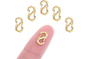 Amabro Lot de 5 fermoirs mousquetons à double ouverture, en acier inoxydable, pour colliers et bracelets - Fermoirs métalliques en S - Pour colliers et bracelets - Doré