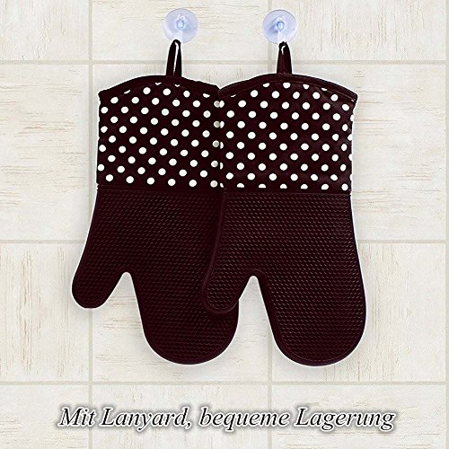 Leesentec Bilayer Hitzerbeständige Ofenhandschuhe, Silikon, 2x Pack, Backhandschuhe, Topfhandschuhe, Grillhandschuhe (Braun) - 6