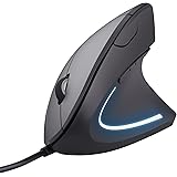 Trust Verto Mouse Verticale Cablato, Mouse Ergonomico con Filo, 1000/1600 DPI, Cavo USB 1,5 m, Illuminazione LED, 6 Pulsanti 