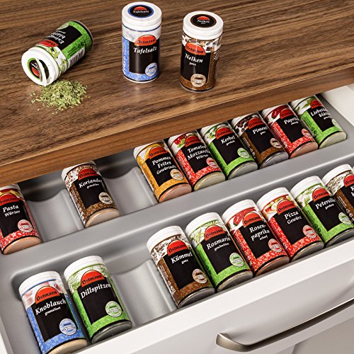 ORGA-BOX® II Gewürzgläsereinsatz Gewürzdoseneinsatz / 499 x 28 x 462 mm / silbergrau / für Nobilia 60er Korpusbreite