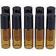 Sanbo 10pcs 5ml Amber Glass Roll on Bottles with Metal Roller Ball Essential Oil Vials for Essential Oils Perfume Aromatherapy