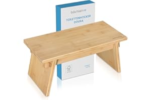 Bächlein Stołek łazienkowy Doura – ergonomiczny drewniany taboret toaletowy z bambusa z certyfikatem FSC, nośność 150 kg, trwały i stabilny