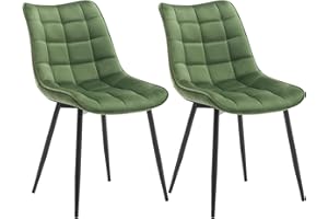 WOLTU Pack de 2 Sillas de Comedor Asiento de Terciopelo Silla Diseño Ergonomica Silla Tapizada Estructura Metálica Sillón con Respaldo Silla de Cocina Verde Oscuro