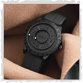Shocknshop Magnetic Rolling Pointer Roulette Quartz Black Dial Soft Silicone Magnetic Buckle Wrist Watch for Men Boys -WCH362