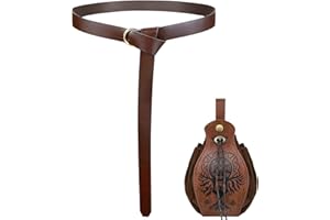 keland 2PCS Accessoires Ren Faire Ceinture Viking Médiévale et Pochette Renaissance (Marron-001)