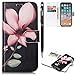 Produktbild Apple iPhone X Handyhülle,iPhone XS Hülle,WIWJ PU Cover Case Leder Flip Wallet Schutzhülle Stoßfest Bumper mit Kartenhalter Klappständer Magnetic Case Hülle Premium Schutzhülle Case[Gemalt zwei-in-one Kann Getrennt Werden Leder Case] Kreative Muster Design Bookstyle Tasche Flip Brieftasche Case Hülle für iPhone X/iPhone XS+1x Touch Stylus Pen-eine Blume