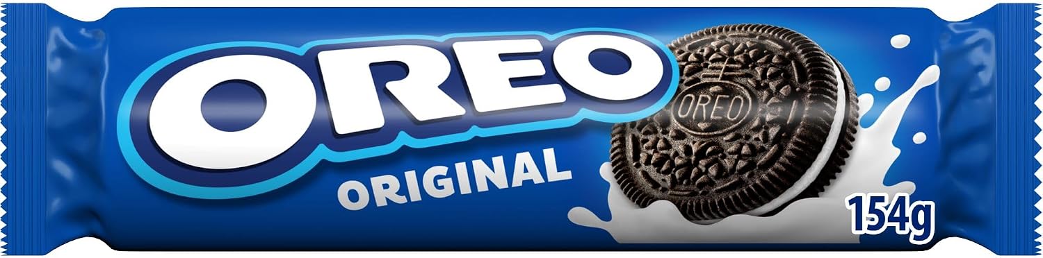 Oreo Original Galletas de Chocolate Rellenas de Crema Sabor Vainilla, Paquete de 154 g