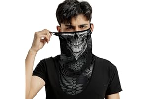 ShopINess Pañuelo Tubular Bandana con Orejeras Unisex Adultos para Fiestas Halloween Carnaval Moto Deporte y Actividades Outdoor Calavera