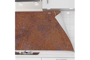 danario Rivestimento Paraschizzi Cucina Adesivo da Parete - Effetto Opaco - Spesso e Rigido - Ignifugo e Resistente all'Acqua - 0,37 mm - Ruggine - 60 cm x 60 cm