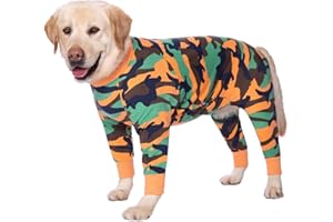 BT Bear Large Dog Clothes, Elastic Pet Onesie Clothes Protect Joints Anti-hair Anti Licking, Wound Protection Pet Pajamas Jumpsuit For Medium Large Dogs (4XL,Camo)