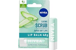 NIVEA 2in1 Aloe Vera Lip Scrub (4.8g), Caring Lip Balm with Aloe Vera and Vitamin E, Gently Exfoliates for Super Soft Lips, Intensive Lip Care, No Need to Wipe Off