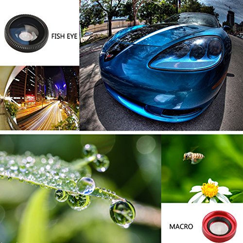 BlueBeachÂ® 3 in 1 Lenti Kit Universale Clip On Obiettivo Cellulari Lente Fisheye 180 Gradi + 10x Lente Macro + 0.4x Lente Grandangolo per iPhone / Samsung / LG / HTC / Huawei / Sony / Motorola Smartphones