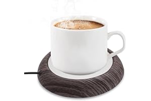 MQUPIN Podgrzewacz do kawy USB podgrzewacz do kubka, podgrzewacz do napojów, do biura, użytku domowego, ciemne drewno