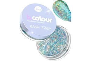 7DAYS Glitter pour le maquillage | Gel scintillant bleu holographique pour les cheveux, les yeux et les lèvres | Glitter Top pour fard à paupières sans colle pour le maquillage des enfants, 25 g