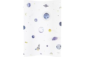 BABIESWITHLOVE Deluxe Unisex Wedge Anti Roll Nappy Baby Changing Mat with Curved Sides - Watercolour World Planets in Space