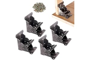 4 Pack Folding Brackets, TopDirect Lock Extension Support Bracket Foldable Self Lock Hinges with Screws for Table Bed Leg Feet