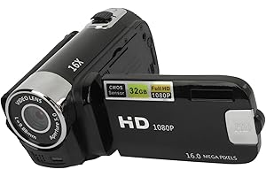 MENDUNER Point and Shoot Camera, Vintage Kamera, Videokamera, 1080P 16MP Digitalkamera 2,4 Zoll Drehbarer Bildschirm Camcorder 16X Zoom HD Videorecorder mit Fülllicht (Black)