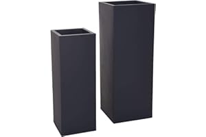 ‎VIVANNO VIVANNO Pflanzkübel Blumenkübel Zink Metall Anthrazit 2er Set Block 80/65