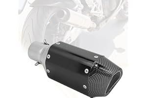 BIGKING Exhaust Pipe Silencer, 38-51mm Motorcycle Silencer Exhaust Muffler, 1.5-2" Inlet with Removable DB Killer, Oblique Exhaust Pipe, Carbon Fiber Exhaust Muffler for Scooter ATV Motorcycle