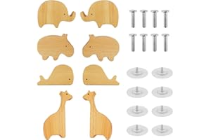 RHHGHY 8 pezzi Pomelli per Mobili Bambini, Maniglie Armadio Cameretta, Pomelli Armadio Bambini Animali, Maniglie per Mobili Bambini per Armadietti in Legno con Viti