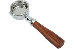 Pyhodi Portafiltro Desnudo sin Fondo E61, Portafiltro de café de 58 Mm, Portafiltro de Doble Boquilla de Acero Inoxidable, Filtro de una Sola Capa Portafiltro de Mano sin Fondo para (Secuoya E)