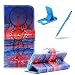 Produktbild Samsung Galaxy S5/S5 Neo Handyhülle Brieftasche Lederhülle Case,Bookstyle Magnet PU Leder Standfunktion Kompletter Schutz Kartenfach Wallet Cover für Samsung Galaxy S5/S5 Neo,Herzzer Mode Gute Qualität [Sonnenuntergang Traumfänger Muster] Schutztasche Schutzhülle Handyschale Hülle Flip Case Cover für Samsung Galaxy S5/S5 Neo + 1 x Frei Blau Handy Halterung Ständer + 1 x Frei Blau Touch Pen Stift Stylus