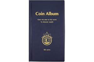 MULOVE 180 Pochettes Album de Collection Pieces de Monnaie, Album Collecteur Convient pour Diamètre de Pièces de Monnaie Rangement Inférieur à 4,4cm,Bleu