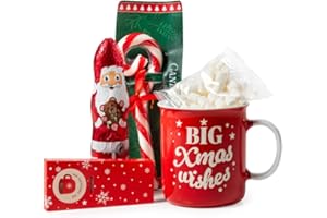 TILZ COLLECTION Christmas Hot Chocolate Gift Set With Mug - Hot Chocolate Sachets, Giant Christmas Mug, XLarge Candy Canes, Xmas Santa Chocolates, Mini Marshmallows |Stocking Filler for Kids & Adults, Secret Santa