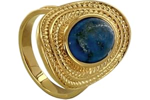 LES POULETTES BIJOUX - Bague Plaqué Or Ovale Torsadé et sa Pierre de Lapis Lazuli