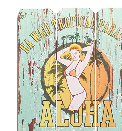 levandeo Wandbild Holzschild 80x30cm Aloha Party – Hawaii Paradise – Shabby vintage Holzbild Schild Wandschild Bild Holz Holztafel Dekoschild Wanddeko - 2