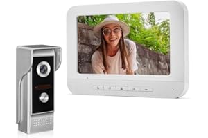 Kadongli V70M+M4 KDL Wired Video Doorbell Intercom System 7 inch Color Monitor Panel with Night Vision Video Camera Door Phone Two-Way Audio 12 Ringtones Waterproof for Home Apartment Safe,White