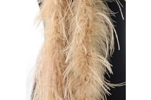 BYNYXI Flauschige Marabu Federboa, 200cm Federboa weiß Straußenfeder Schal Feder Boa Einfarbig Federdichten Feder Schal 20er jahre Charleston Burlesque Federboas Kostüm Zubehör Karneval Mottoparty