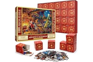 Merrwon Christmas Advent Calendar 2024,Jigsaw Puzzle Advent Calendar,Christmas Advent Calendar, 24 Parts 1008 Piece Puzzle,Christmas Gifts for Women Men Kids Friends