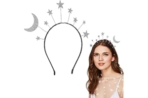 ‎AMOSFUN Amosfun Glitzerndes Haarband Mit Sternen Und Mond FüR Geburtstag Party Weihnachtsfeier Und Cosplay KostüMzubehöR 7.9X4.7 Zoll