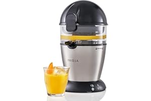 Fridja f900 Presse-agrumes automatique (un bouton pour fonctionner) sans déversement, sans éclaboussures, facile à nettoyer, presse-agrumes orange et pamplemousse pour jus fraîchement pressé, en acier