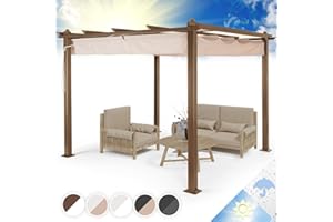 Blumfeldt Pergola Impermeable con Techo Retráctil, Cenador Estable Metálico Estable, Carpa con Estructura de Aluminio y Protección UV, Carpas Jardín, Techo Exterior Hecho de Poliéster 3 x 3 m