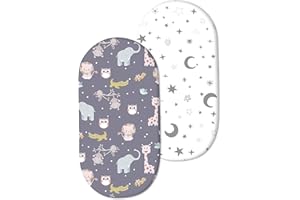 Couxily Lenzuola Carrozzina Neonato Coprimaterasso Navicella da culla Bebè Bambino 100% cotone (2 Pezzi - 05)