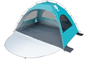Night Cat Beach Tent Sundome Beach Sun Shelter UPF 50+ Anti UV Easy Set Up for 2-4 Person with 3 Ventilation Windows Extended Floor Porch for Picnic, Beach, Garden