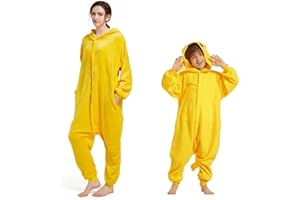 UDEKIT Udeki Adulte Enfants Grenouillères Toison Pyjamas Déguisements Costume Dessin Anime Tenue Capot Halloween Carnaval Fête Unisexe