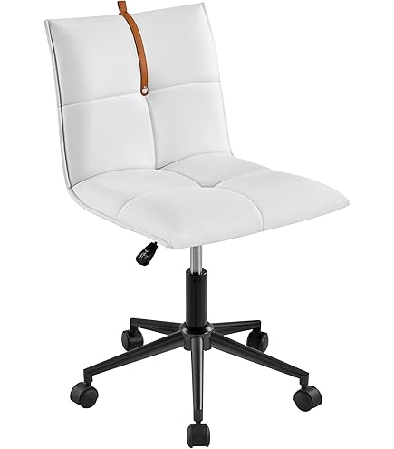 Sedia Da Ufficio Girevole Senza Braccioli - Seduta Ergonomica Regolabile In Altezza, Tessuto Beige