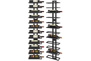IBUYKE Casier à vin Mural pour 12 Bouteilles, Casiers à Bouteille Métal pour Bouteilles de Vin, Spiritueux, Champagne, DIY Porte Bouteille Mural pour Salle à Manger, Bar à Domicile,Noir TMJ909B