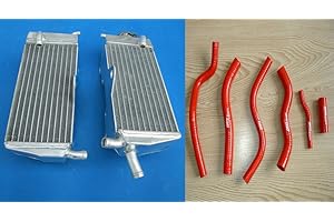 FSMOTO Aluminium-Kühler für Hon-da CR125 CR125R 1990–1997 + Silikonschlauch CR 125 R 90 91 92 93 94 95 96 97 (rot)