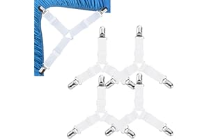 Tokaneit Attache Drap Housse Triangle Attache,Matelas Élastique Tendeur de Draps,Réglable Élastiques Triangle Sangles de Soutient,Sangles de Fixation Triangulaires Réglables 4 Pièces Blanc