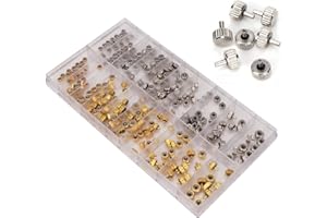 YUYTE Corone Orologi, Corona di orologio testa rotonda e testa piatta, Strumento di riparazione per orologio, Pezzi di ricambio da Acciaio inossidabile Impermeabile 3,5/4,0/4,5/5,0 mm per tutti i tipi di o