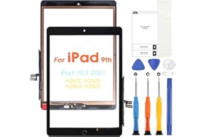 ARSSLY Touchscreen per iPad 9 2021 9th Generazione, Digitizer Touch Screen per iPad 10.2 2021 A2602 A2603 A2604 A2605, Schermo tattile Frontale, con Home Buttone, include Strumenti di Riparazione (Black)
