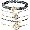 Shining Diva Fashion Grey Charm Non Precious Metal Base Cubic Zirconia Multilayer Bracelet for Women and Girls - Set of 5