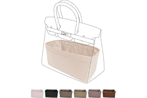DGAZ HandbagOrganizer Satin thick,Silk,Luxury Handbag Tote in Bag Shapers, Women- Fits Birkin25/30/35/40 Bags (Craie, BK25)