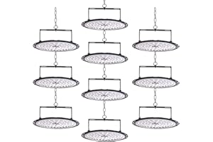 10er 300W UFO LED Lámpara Alta Bahía, bapro Lámpara Industrial 30000LM Super Brillante, IP65 Impermeable Luz de techo 6500K Blanco Frío Led Comercial Iluminación para Garaje Fábrica Gimnasio