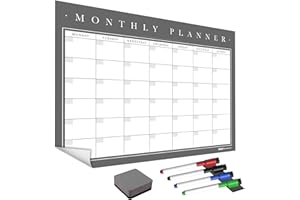 THE MAGNET SHOP WallTAC Planner mensile da parete A3 | con pennarelli per lavagna bianca | Calendario cancellabile a secco facile da rimuovere e riutilizzare | bacheca per la preparazione dei pasti [30 x 42 cm]