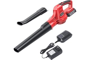 Souffleur à Feuilles Électrique Sans Fil 20V Souffleur à Feuilles 60MPH/130MPH Portable à Main avec Tubes d'Extension, Contrôle à 2 vitesses, Chargeur Rapide de Batterie 2.0Ah pour Patio, Gazon